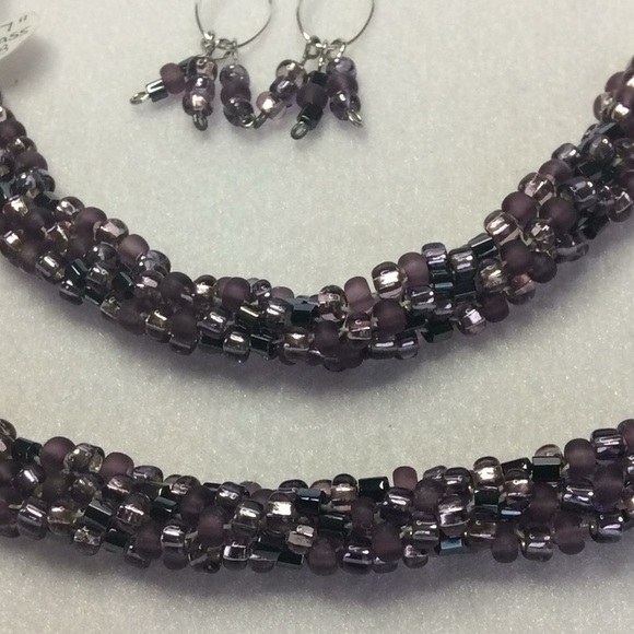 FINAL SALE PRICE Dusty Rose & Purple OOAK Designer Jewelry Set - Picture 4 of 6